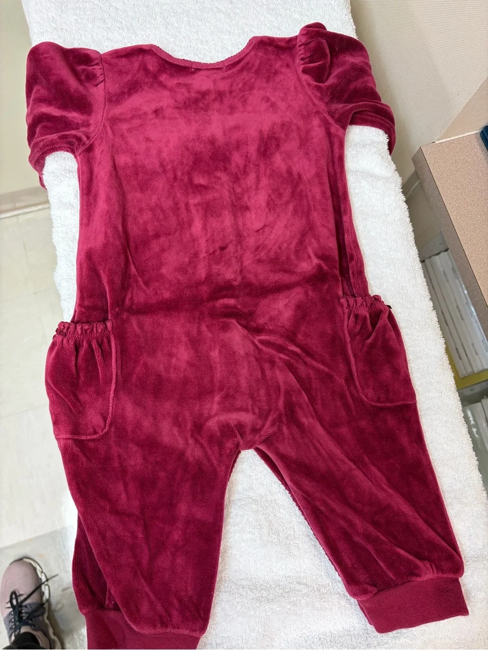 Carter's Burgundy Velour Floral Snap-Front One-Piece Bodysuit